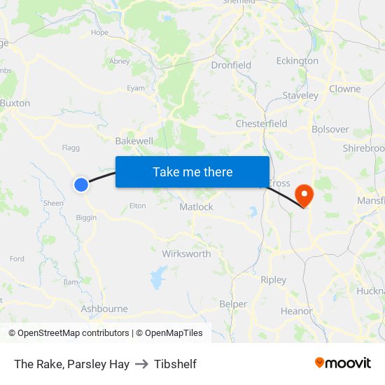 The Rake, Parsley Hay to Tibshelf map