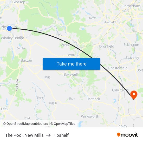 The Pool, New Mills to Tibshelf map