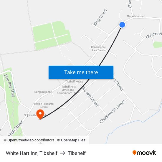 White Hart Inn, Tibshelf to Tibshelf map