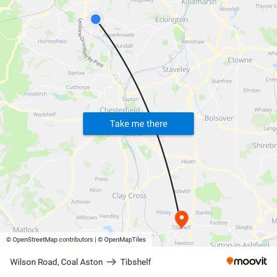 Wilson Road, Coal Aston to Tibshelf map