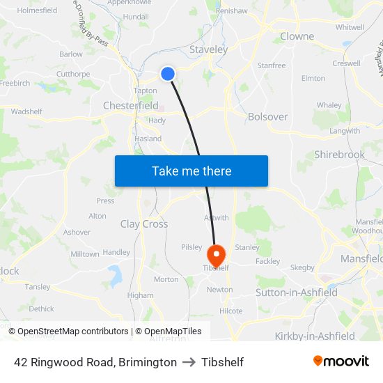 42 Ringwood Road, Brimington to Tibshelf map