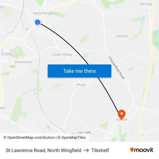 St Lawrence Road, North Wingfield to Tibshelf map