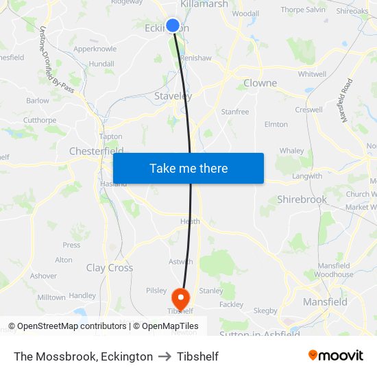 The Mossbrook, Eckington to Tibshelf map