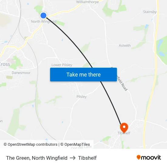 The Green, North Wingfield to Tibshelf map