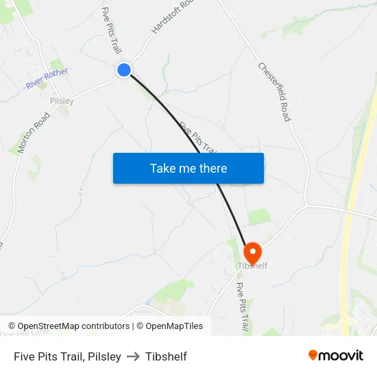 Five Pits Trail, Pilsley to Tibshelf map