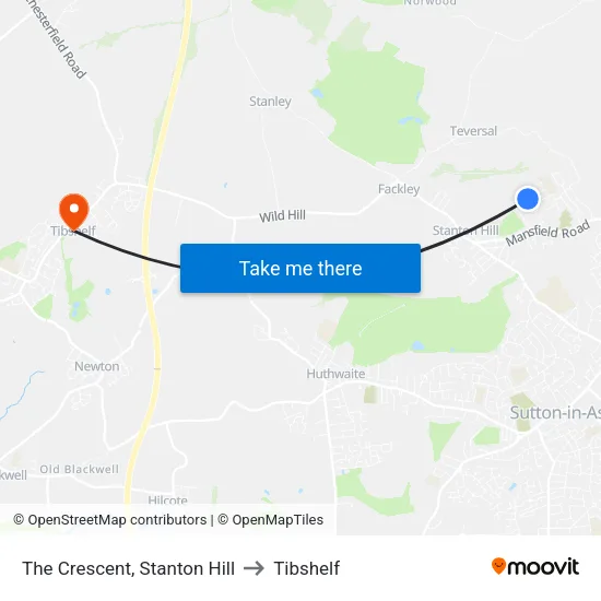 The Crescent, Stanton Hill to Tibshelf map