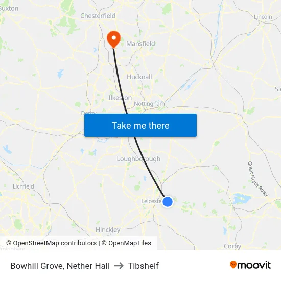 Bowhill Grove, Nether Hall to Tibshelf map