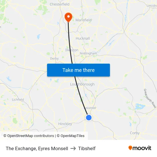 The Exchange, Eyres Monsell to Tibshelf map