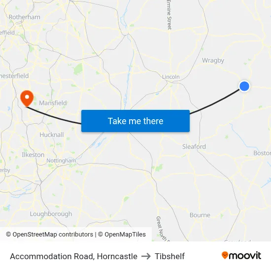 Accommodation Road, Horncastle to Tibshelf map