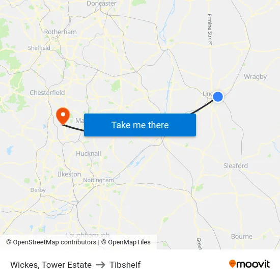 Wickes, Tower Estate to Tibshelf map