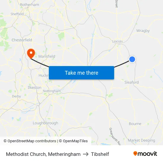 Methodist Church, Metheringham to Tibshelf map
