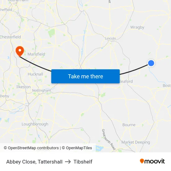 Abbey Close, Tattershall to Tibshelf map