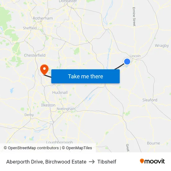 Aberporth Drive, Birchwood Estate to Tibshelf map