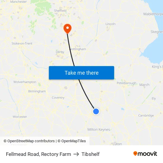 Fellmead Road, Rectory Farm to Tibshelf map