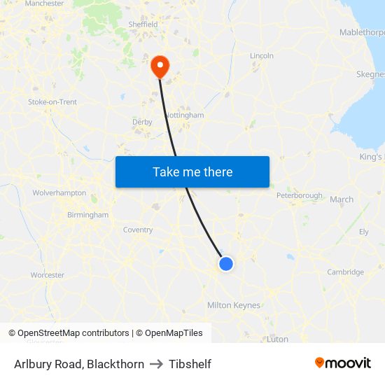 Arlbury Road, Blackthorn to Tibshelf map