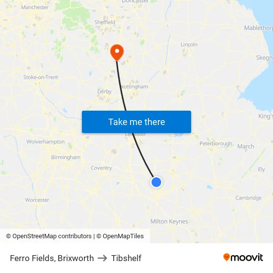 Ferro Fields, Brixworth to Tibshelf map