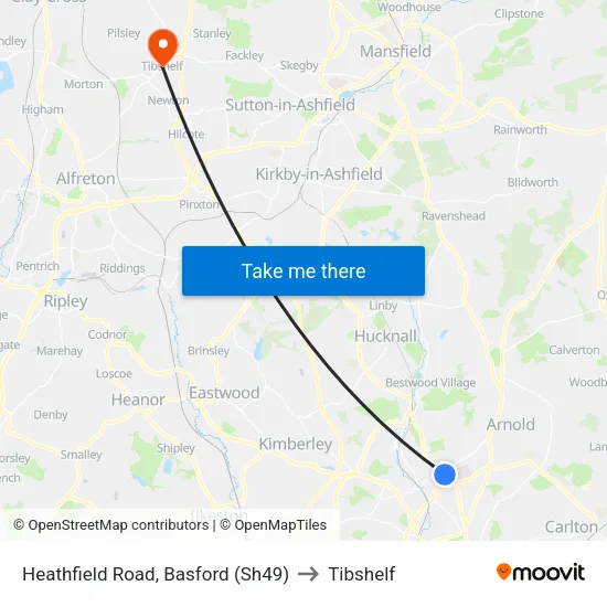 Heathfield Road, Basford (Sh49) to Tibshelf map