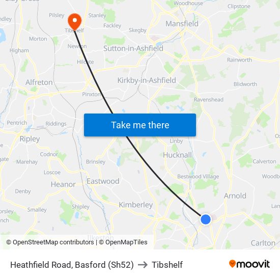 Heathfield Road, Basford (Sh52) to Tibshelf map