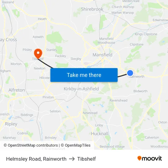 Helmsley Road, Rainworth to Tibshelf map