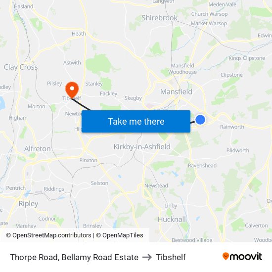 Thorpe Road, Bellamy Road Estate to Tibshelf map