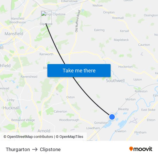 Thurgarton to Clipstone map