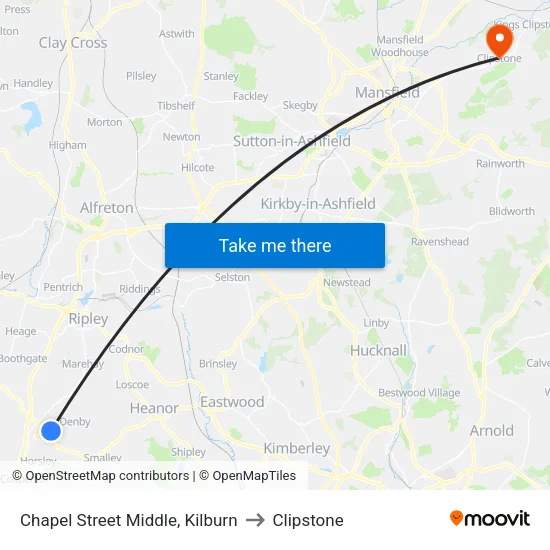 Chapel Street Middle, Kilburn to Clipstone map