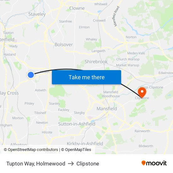 Tupton Way, Holmewood to Clipstone map