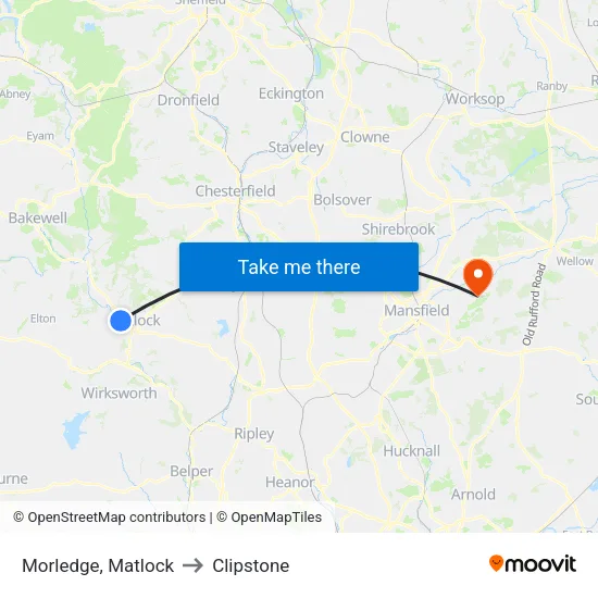 Morledge, Matlock to Clipstone map