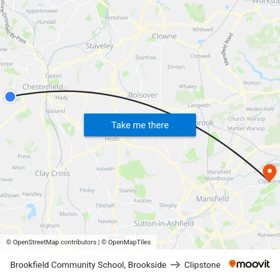 Brookfield Community School, Brookside to Clipstone map