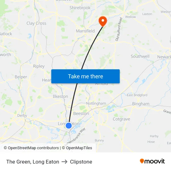 The Green, Long Eaton to Clipstone map