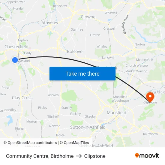 Community Centre, Birdholme to Clipstone map
