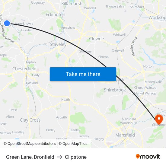 Green Lane, Dronfield to Clipstone map