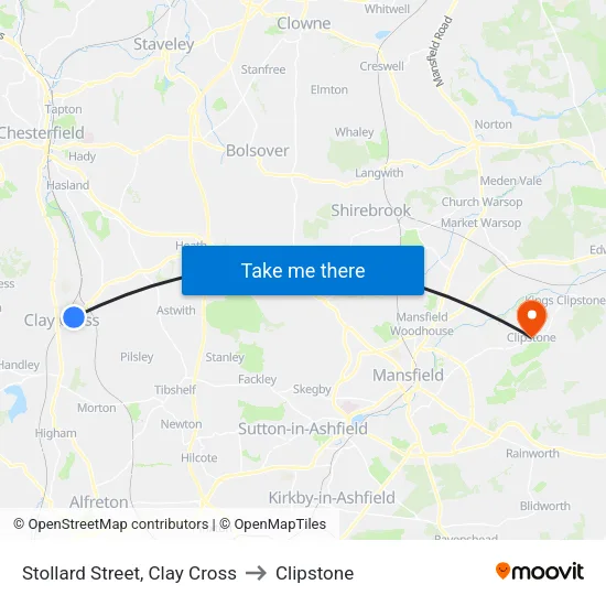 Stollard Street, Clay Cross to Clipstone map
