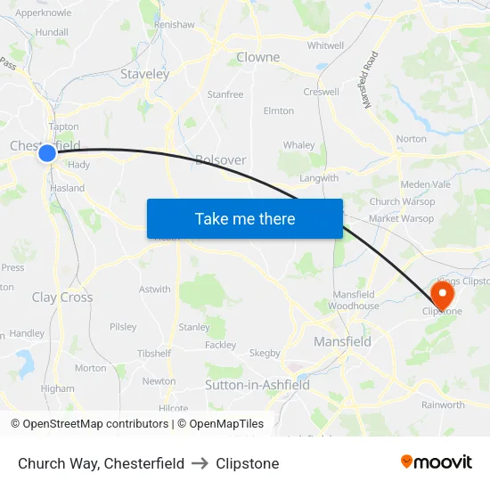 Church Way, Chesterfield to Clipstone map
