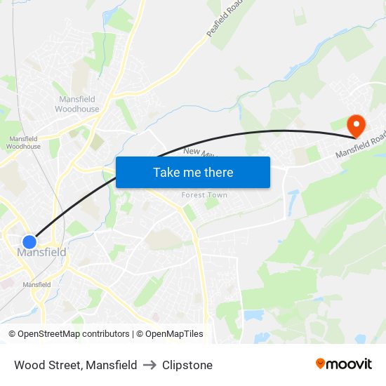 Wood Street, Mansfield to Clipstone map