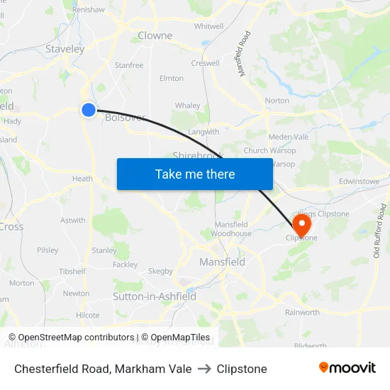 Chesterfield Road, Markham Vale to Clipstone map