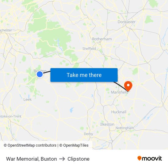 War Memorial, Buxton to Clipstone map
