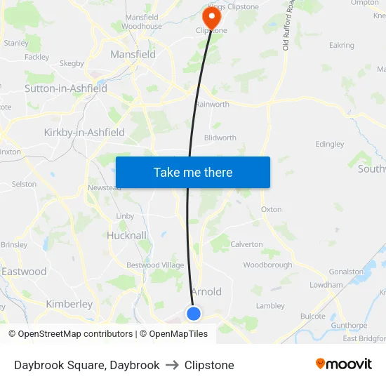 Daybrook Square, Daybrook to Clipstone map