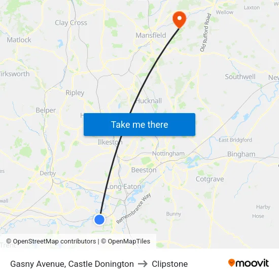 Gasny Avenue, Castle Donington to Clipstone map