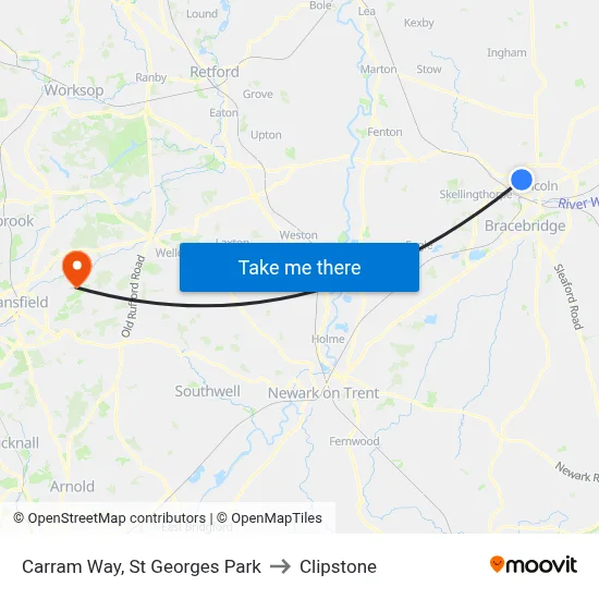 Carram Way, St Georges Park to Clipstone map