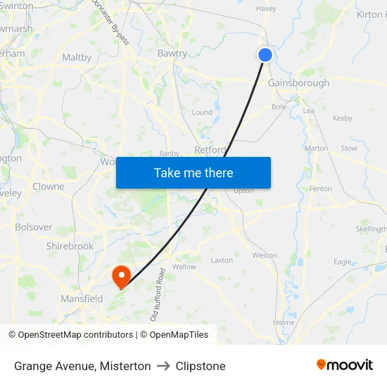 Grange Avenue, Misterton to Clipstone map