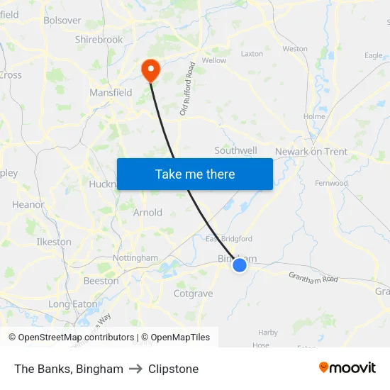 The Banks, Bingham to Clipstone map