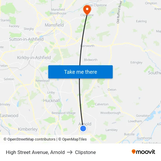 High Street Avenue, Arnold to Clipstone map