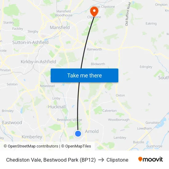 Chediston Vale, Bestwood Park (BP12) to Clipstone map
