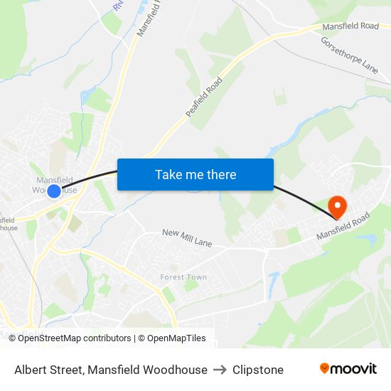 Albert Street, Mansfield Woodhouse to Clipstone map