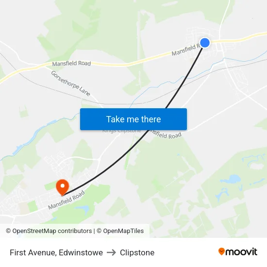 First Avenue, Edwinstowe to Clipstone map