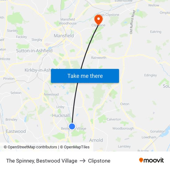 The Spinney, Bestwood Village to Clipstone map