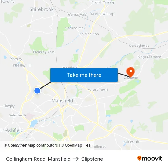 Collingham Road, Mansfield to Clipstone map