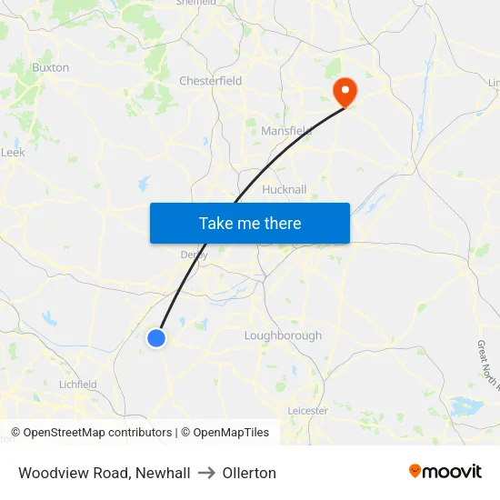 Woodview Road, Newhall to Ollerton map