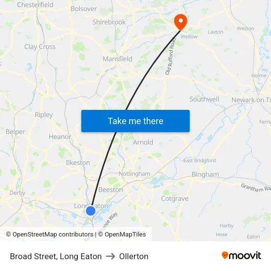 Broad Street, Long Eaton to Ollerton map